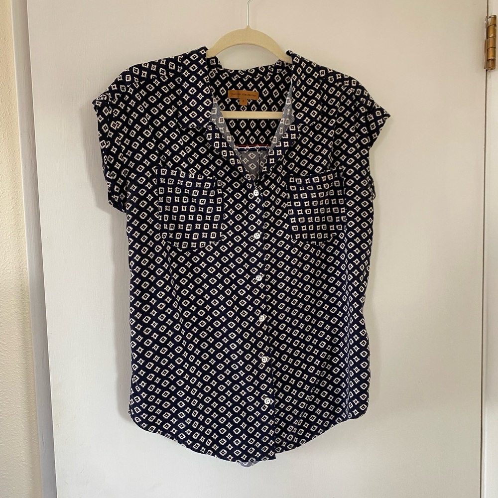 Short-Sleeve Button-down navy top eclectic Grandpa Jachs Girlfriend S